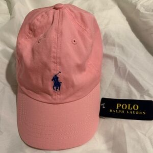 Ralph Lauren Pink Hat with Blue Logo